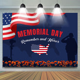 Lofaris American Map Flag Decorations Memorial Day Backdrop